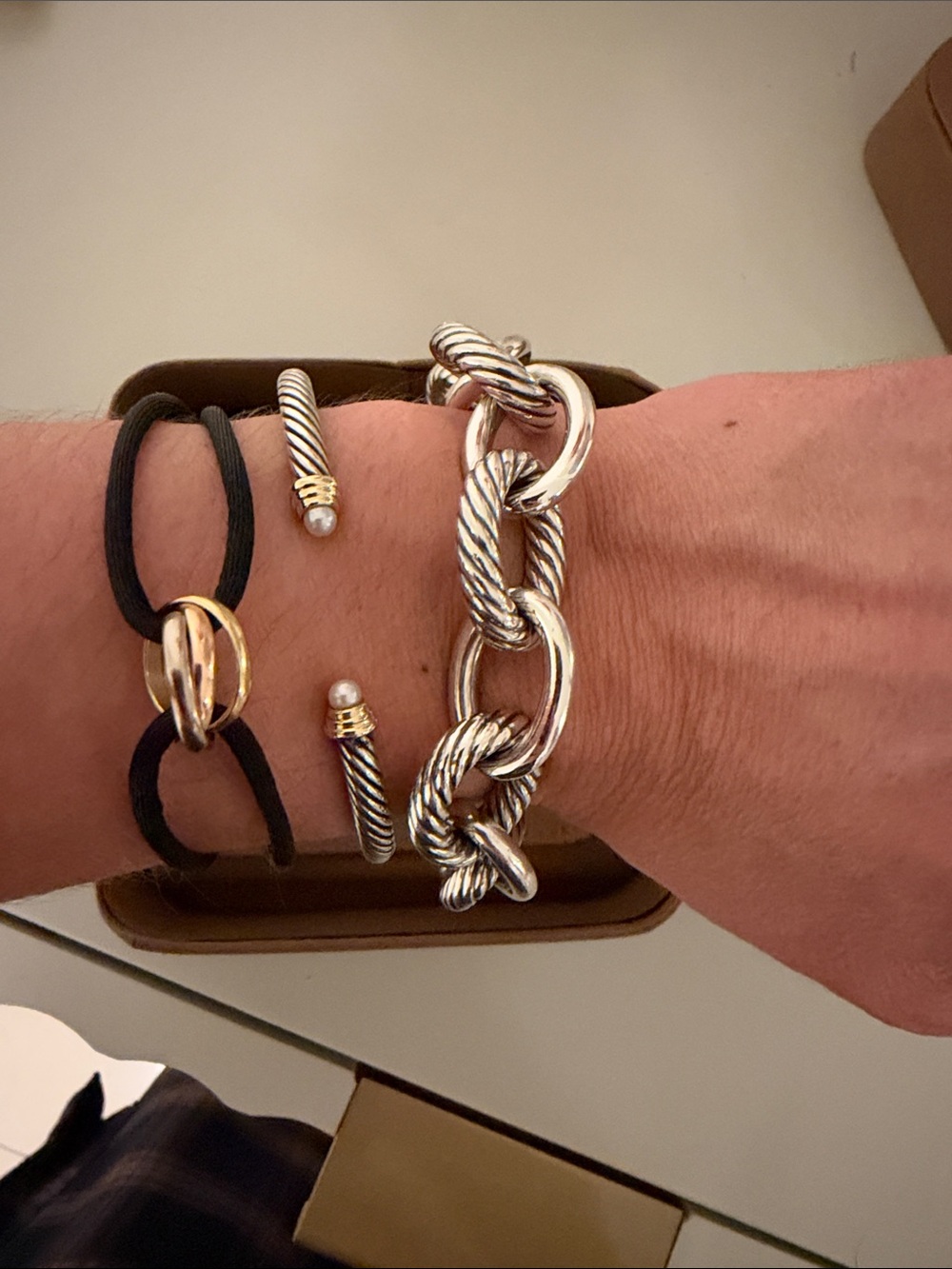 David Yurman Silver Twisted Rope Link Bracelet